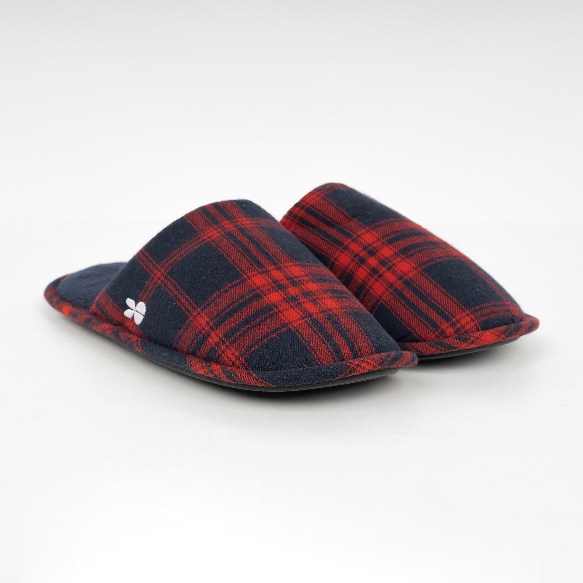Crosshatch Mens Twostep Slippers Red Check