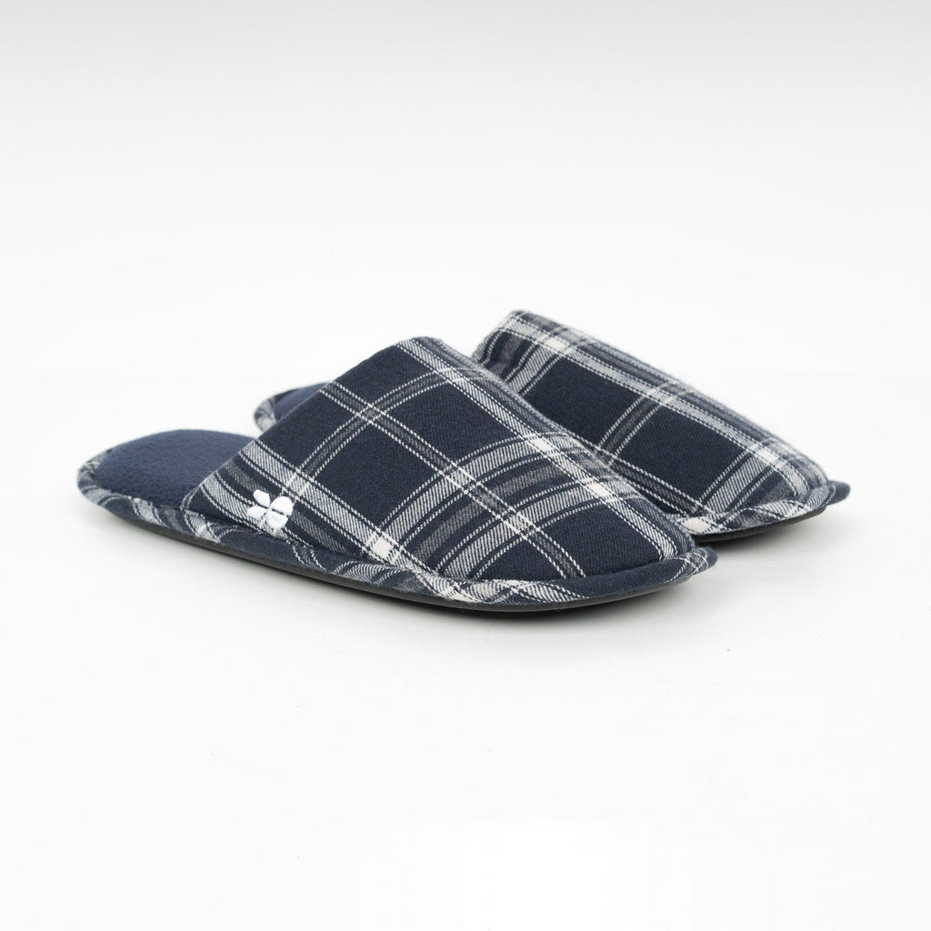 Crosshatch Mens Twostep Slippers Blue Check