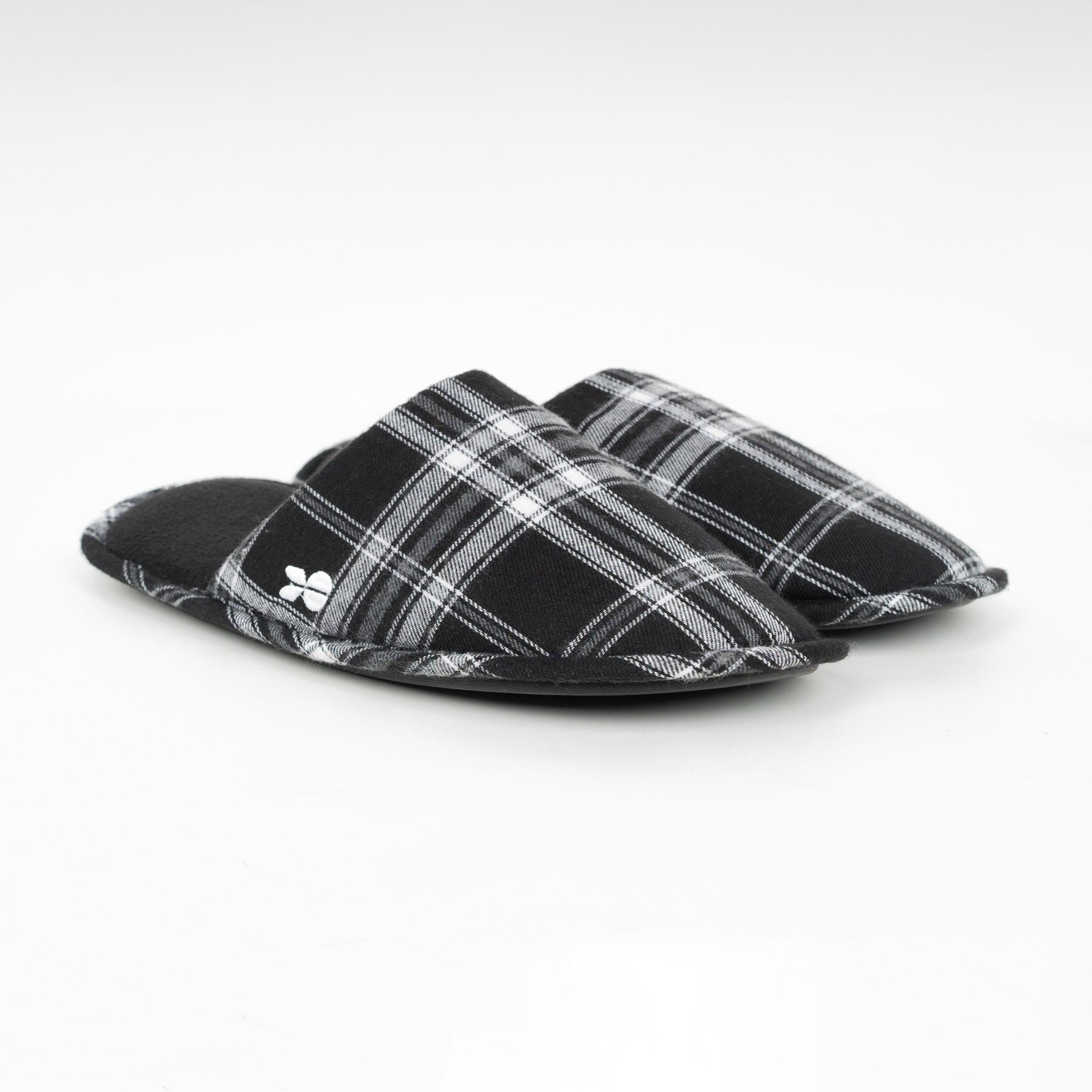 Crosshatch Mens Twostep Slippers Black Check