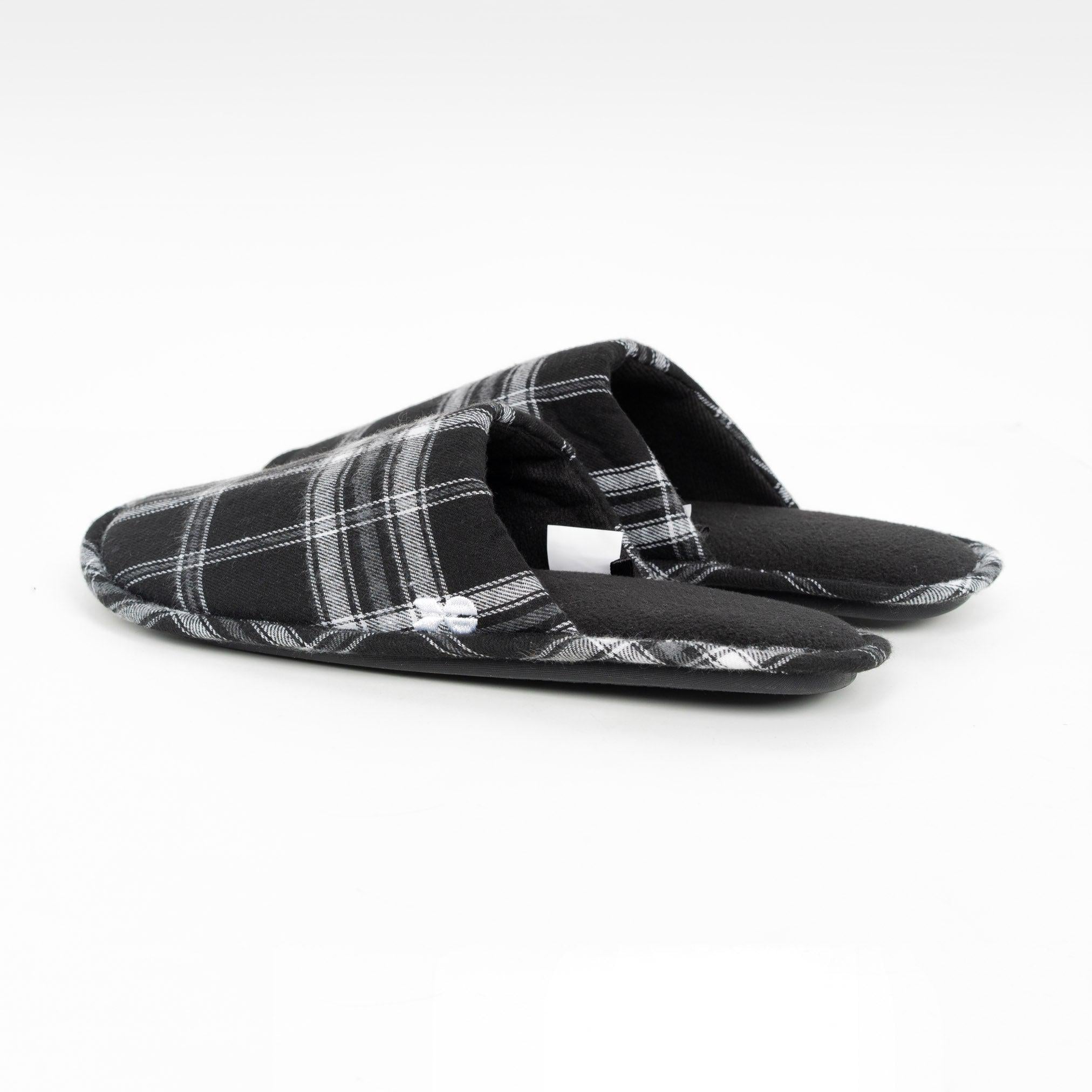 Crosshatch Mens Twostep Slippers Black Check