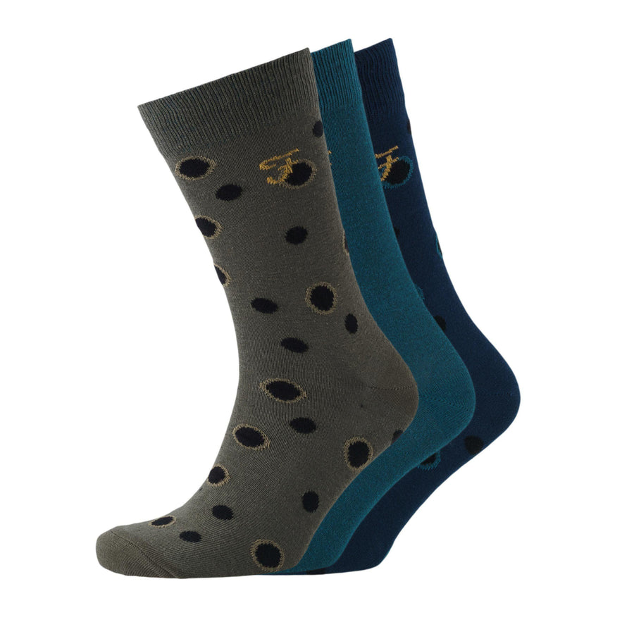 Norton Socks 3Pk - Moss Green/cornflower Blue Accessories