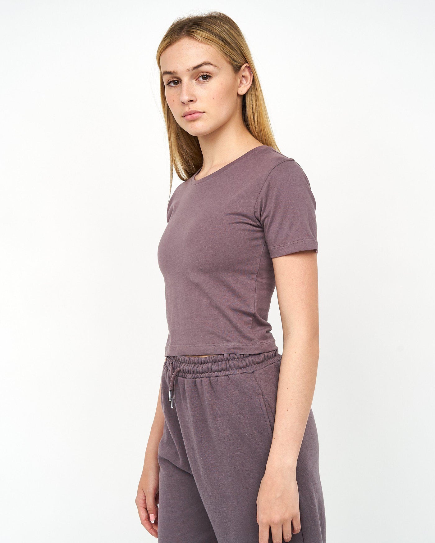 Juice Ladies Tilly Crop T-Shirt Charcoal Mauve