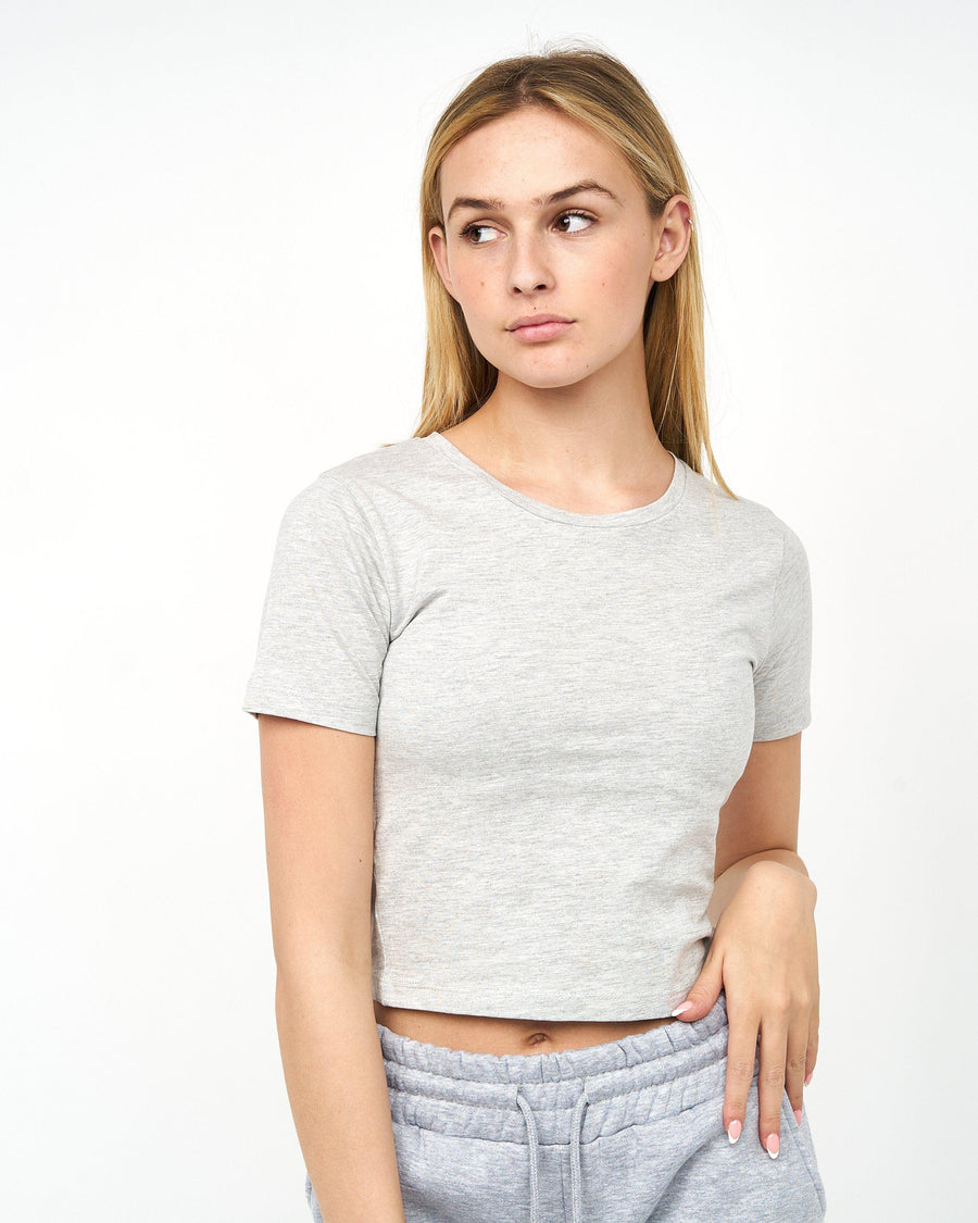 Juice Ladies Tilly Crop T-Shirt Grey Marl