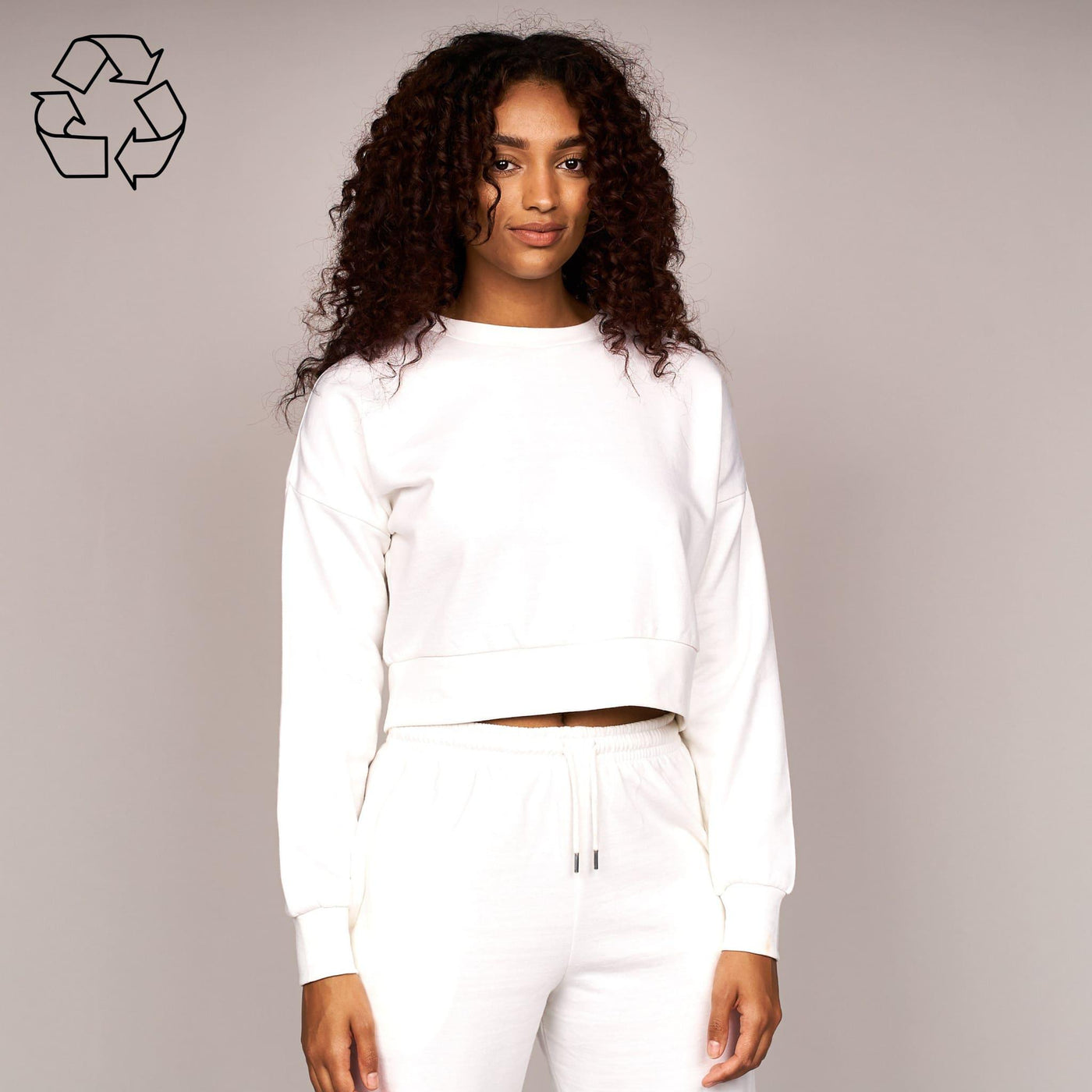 Juice Ladies Catalina Crop Crew Sweat White