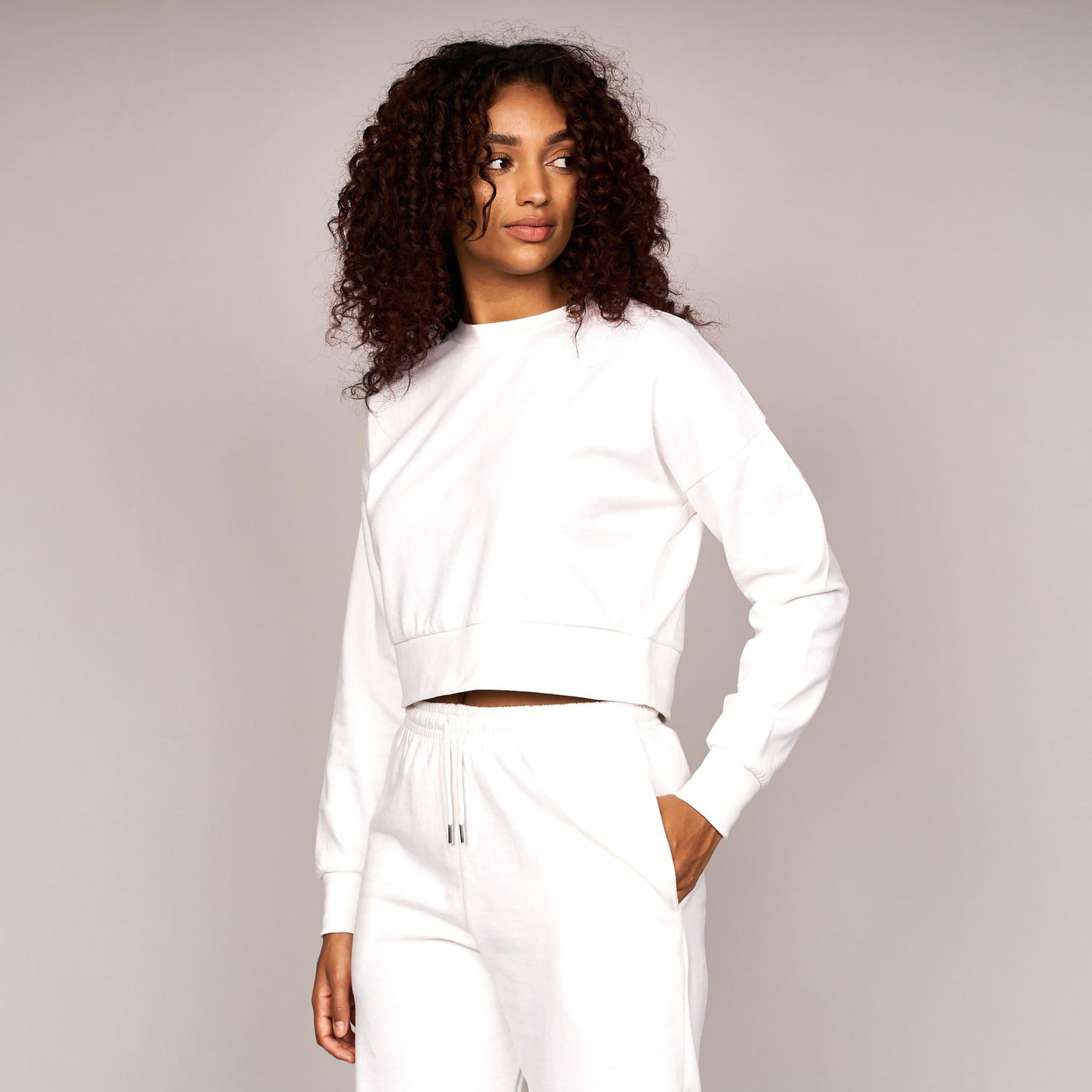 Juice Ladies Catalina Crop Crew Sweat White