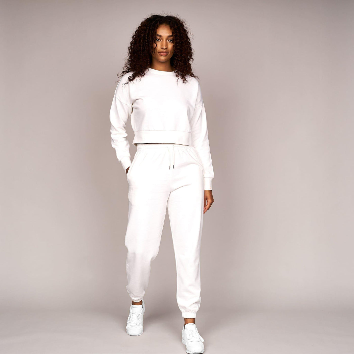 Juice Ladies Catalina Crop Crew Sweat White