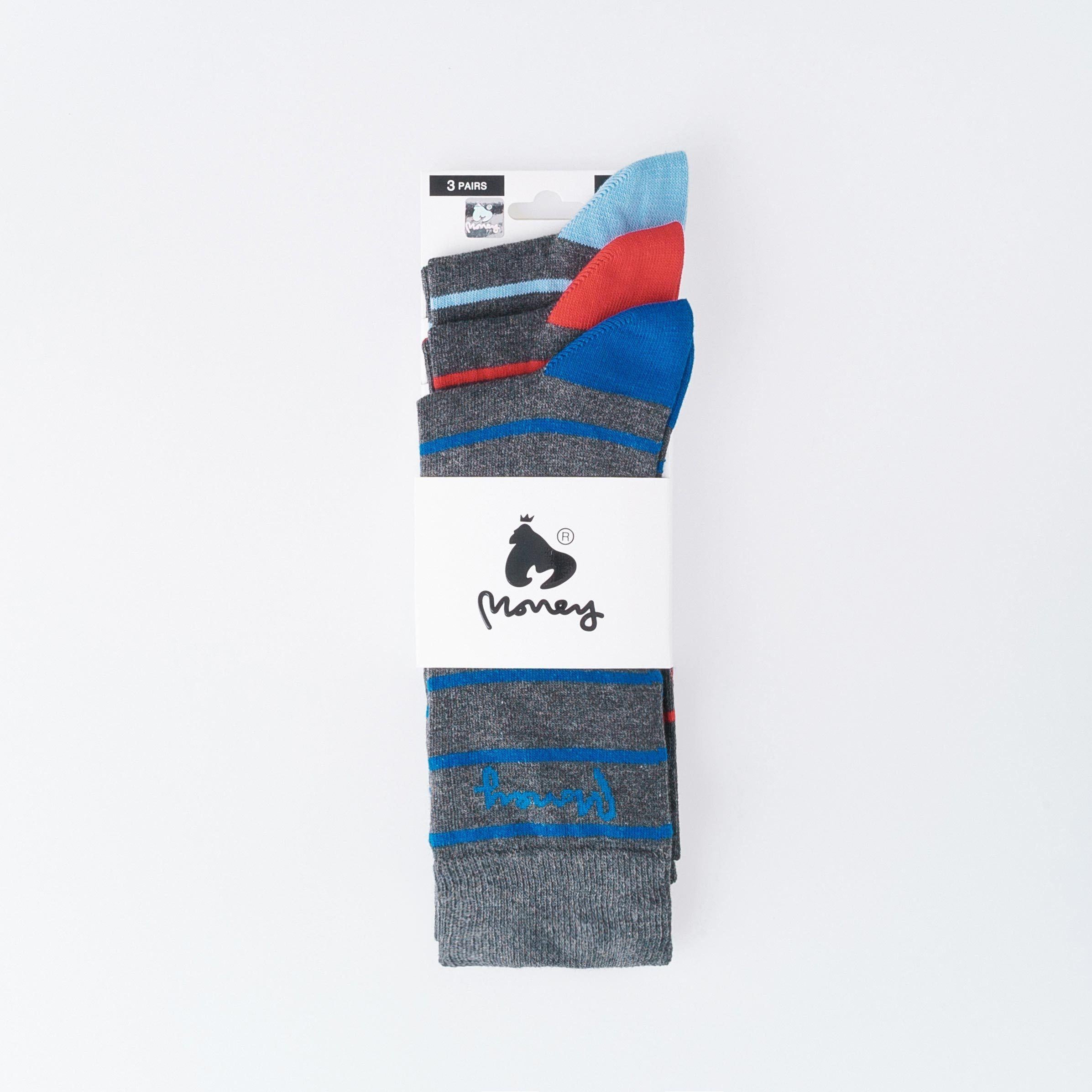 Sig Striped Socks 3Pk - Charcoal Marl Mix Accessories