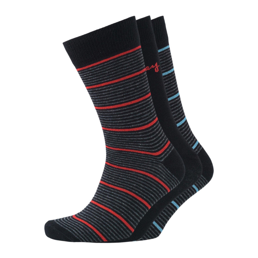 Stripe Mix Sig Socks 3Pk - Black Assorted 6-11 Accessories