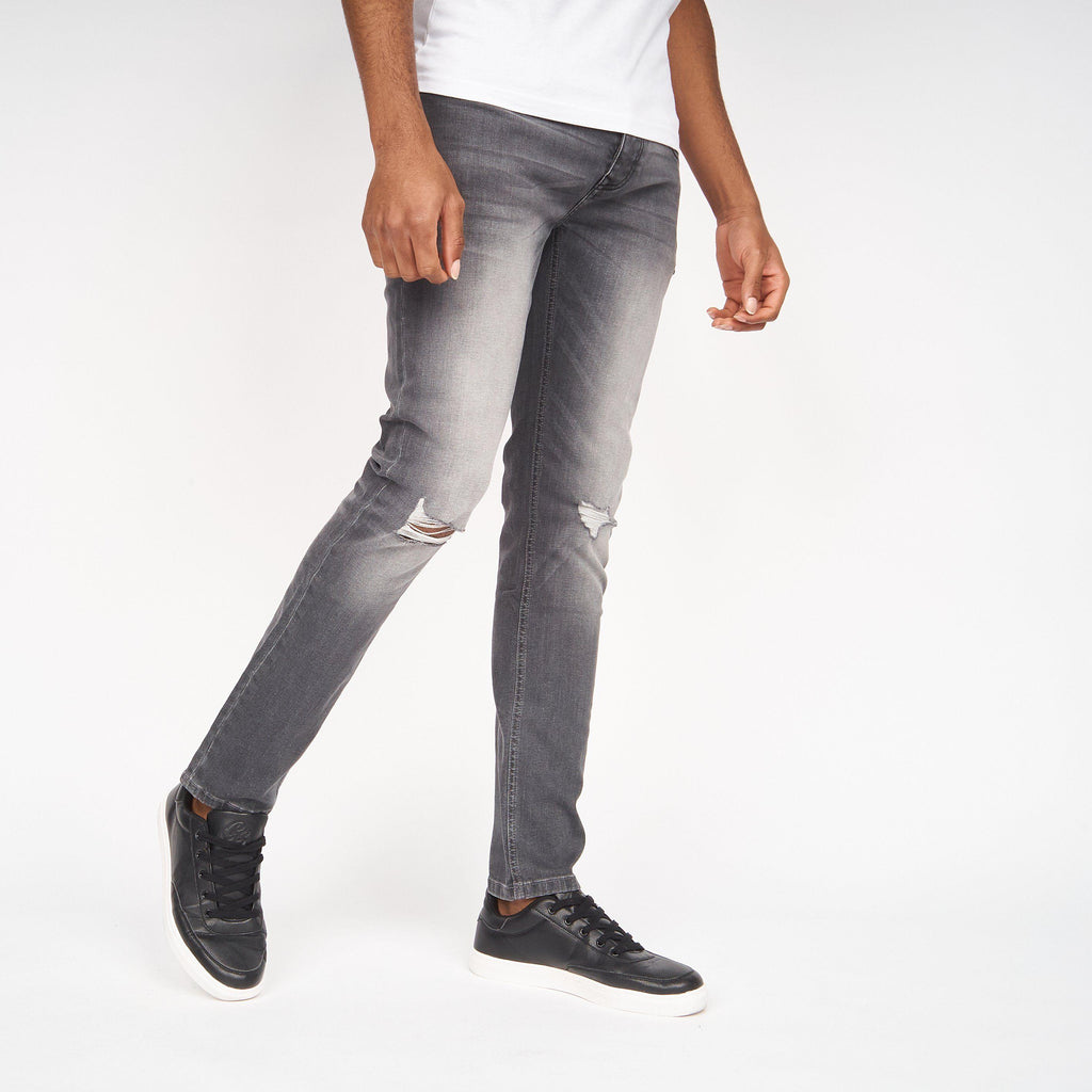 Money Mens Ape Rip Jeans Light Grey